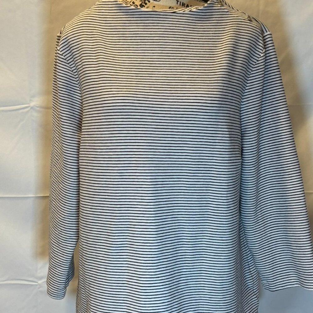 Talbots Navy Striped Long Sleeve Top